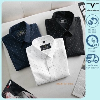 Áo sơ mi dáng slim fit  họa tiết chấm bi phong cách Hàn Quốc trẻ trung thời trang cho nam