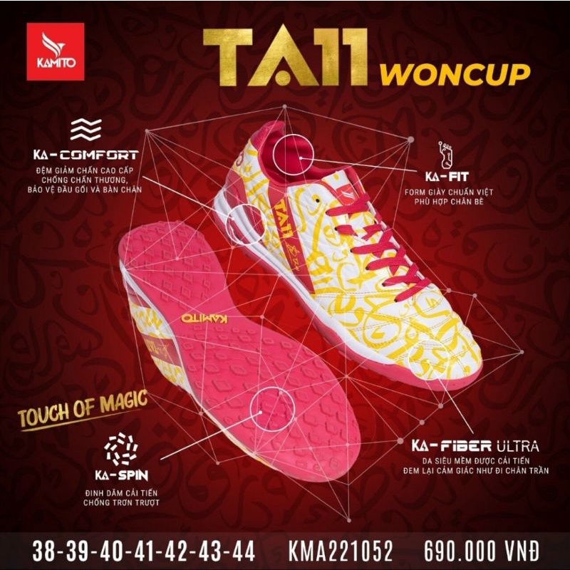 GIÀY BÓNG ĐÁ KAMITO TA11 - WONCUP ( ĐẾ TF , AG VÀ FUTSAL )