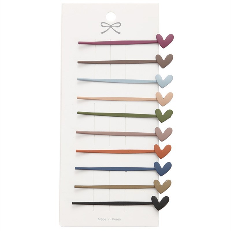 Set 10 Kẹp Tóc Hình Ngôi Sao / Trái Tim Nhiều Màu Sắc Phong Cách Hàn Quốc