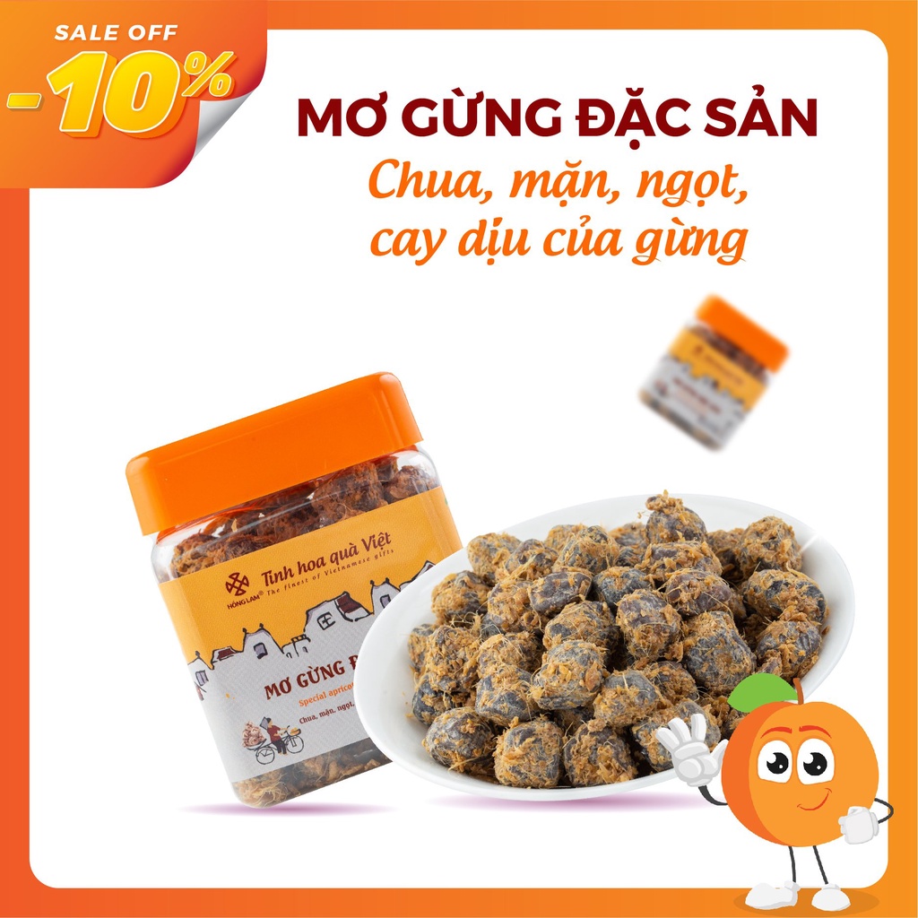 Ô mai mơ gừng đặc sản - Hồng Lam 11 hàng đường - hộp /gói 200g/300g/500g
