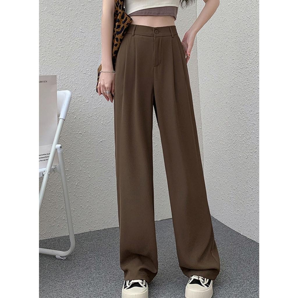 Quần ống rộng lưng cao nữ dáng suông cạp cao 2 biên dáng quần suông 1 khuy công sở  XƯỞNG MAY NGỌC ÁNH