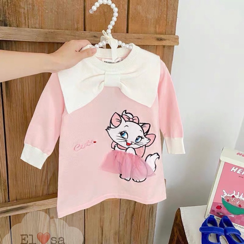 Váy bé gái - Váy Mèo Nơ Cổ siêu xinh cho bé 1-7 Tuổi