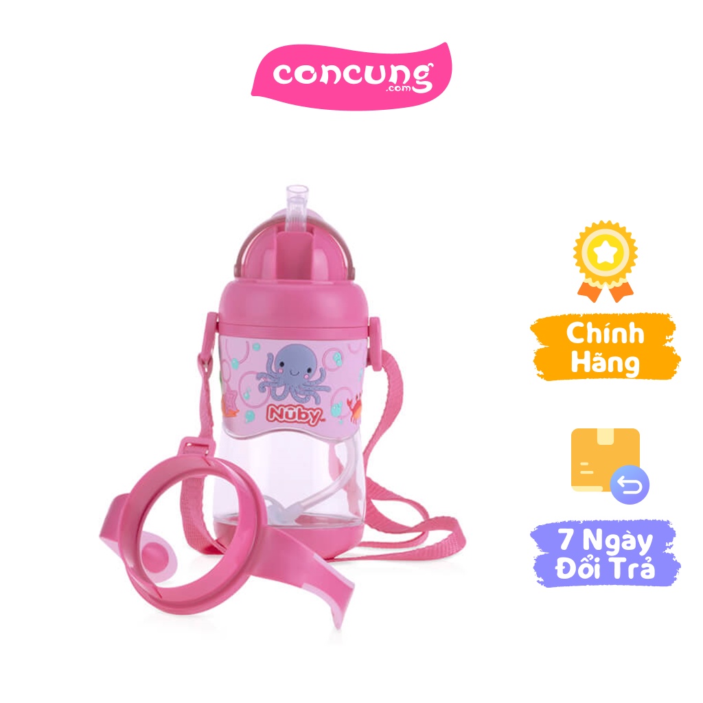 Bình uống nước Tritan Nuby hai tay cầm 400ml - Hồng