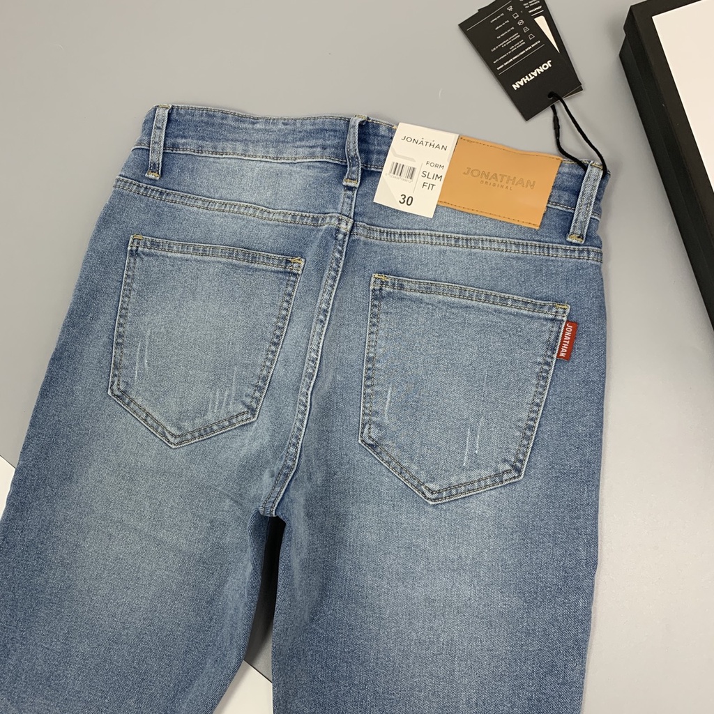 Quần jean nam xanh nhạt xước JONATHAN QJ049 vải denim cao cấp co dãn nhẹ 4 chiều, form dáng chuẩn đẹp, hottrend