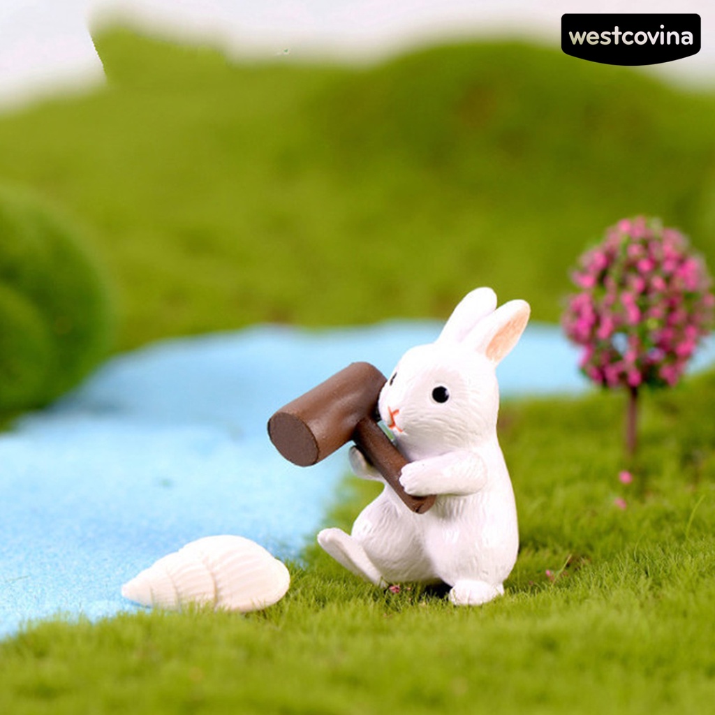 [Hot]☃Set 12 Mô Hình Thỏ Hoạt Hình Trang Trí Sân Vườn