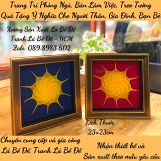 Tranh Lá Bồ Đề Xếp Lớp 23x23cm (Lá Bồ Đề Thật ) Treo Tường, Phòng Thiền, Phòng Khách - Hàng VNXK Nhật Bản