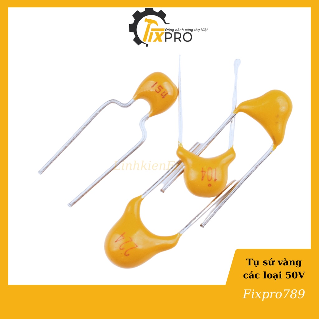 Tụ sứ vàng 50V 224 220nF 0.22uF 5.08mm chất lượng tốt (Túi 10c)