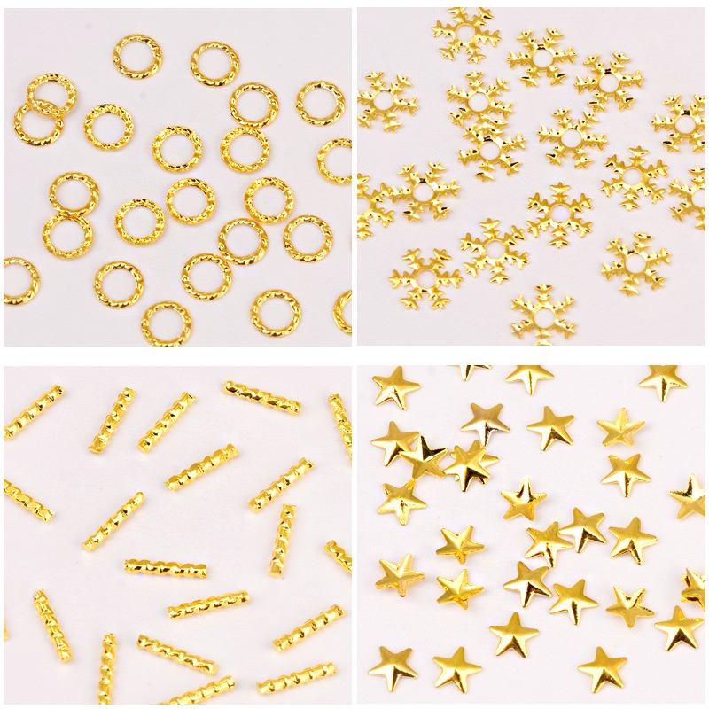 1 Túi Phụ Kiện Trang Trí Móng Tay Hình Ngôi Sao Mặt Trăng/Mặt Trăng Màu Vàng