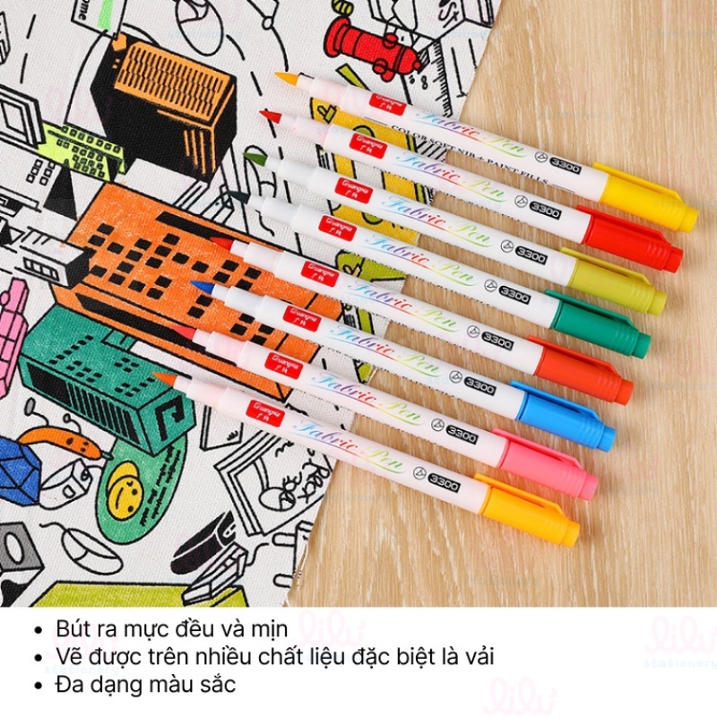Bút vẽ áo quần vải túi giặt không phai Li Lư 50 Màu. Bút vẽ vải nhiều chất liệu không bay màu thẩm mĩ cao độc đáo