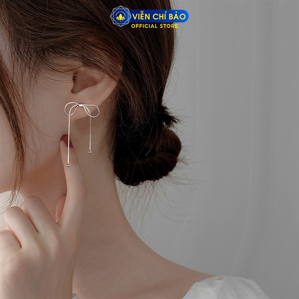 Bông tai bạc nữ Nơ Tiểu Thư chất liệu bạc 925 thời trang phụ kiện trang sức Viễn Chí Bảo B000100