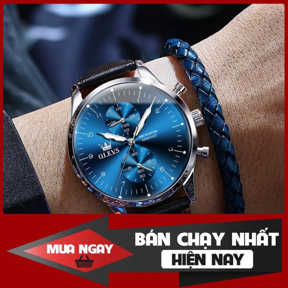 OLEVS 2880 Đồng hồ nam chính hãng Dây da có chức năng Lịch chống nước phát sáng Mặt số
