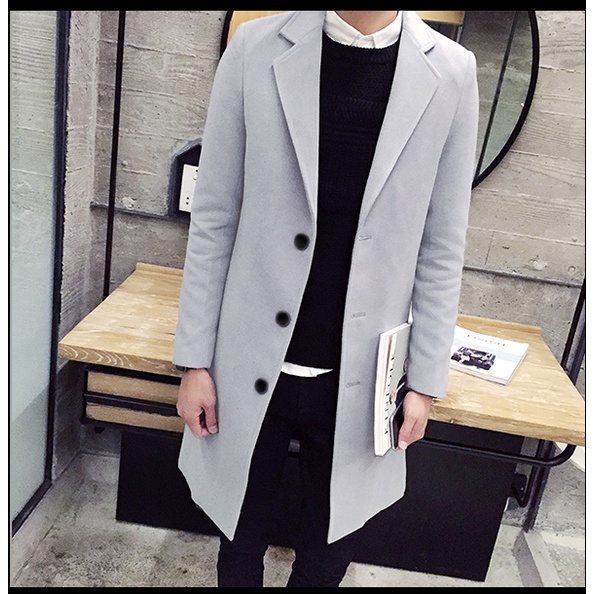 Áo Khoác Măng Tô Nam, Dạ - Mangto Dáng Dài Trơn Đơn Giản & Lịch Lãm, Chất Đẹp