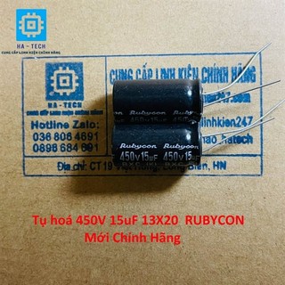 Tụ hoá 450v 15uf 13x20 rubycon chính hãng mới 100%