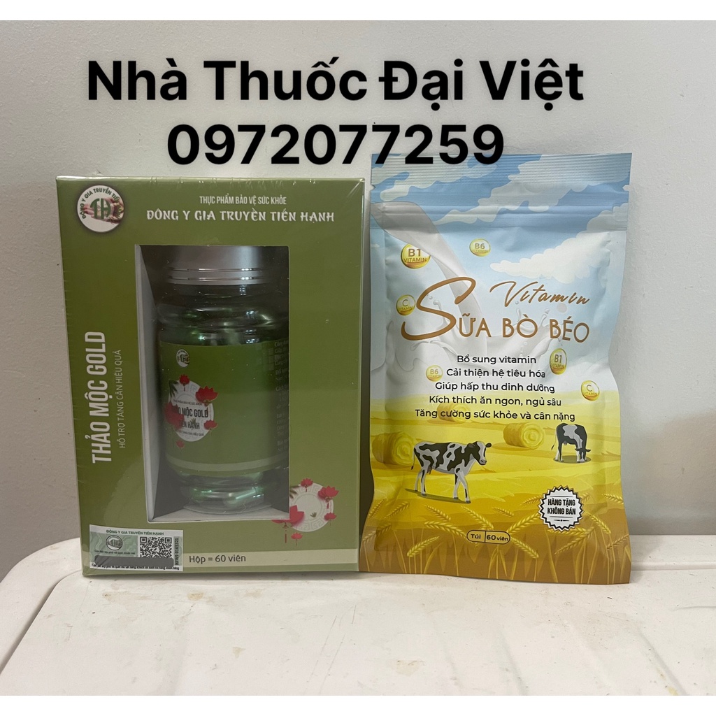 Thảo mộc tăng cân Gold 60 viên TẶNG VITAMIN SỮA BÒ BÉO cam kết chính hãng