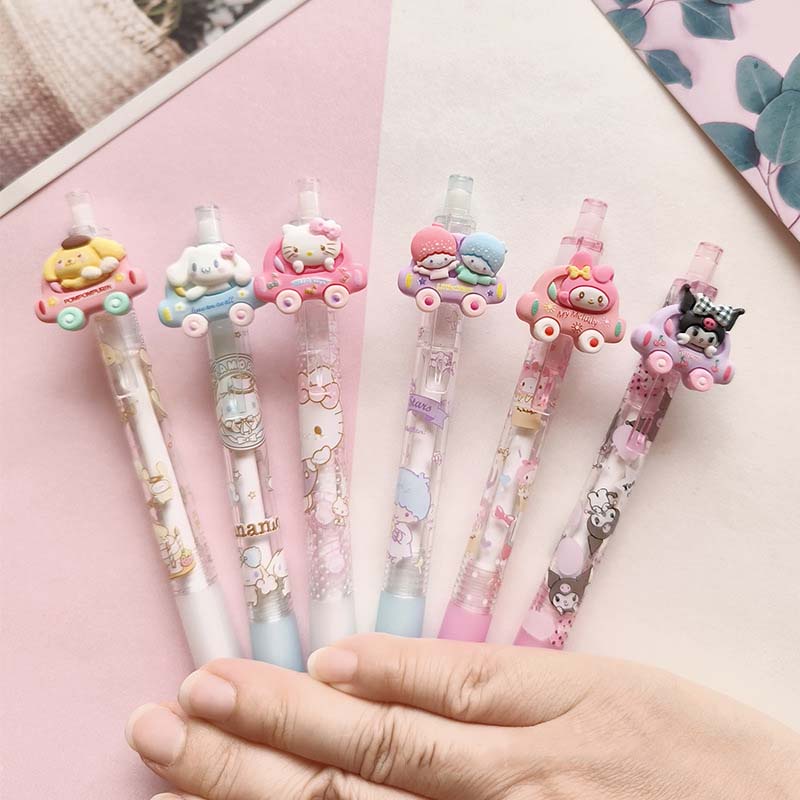 Set 6 Bút Mực Gel Ngòi 0.5mm Họa Tiết Hoạt Hình melody Dễ Thương