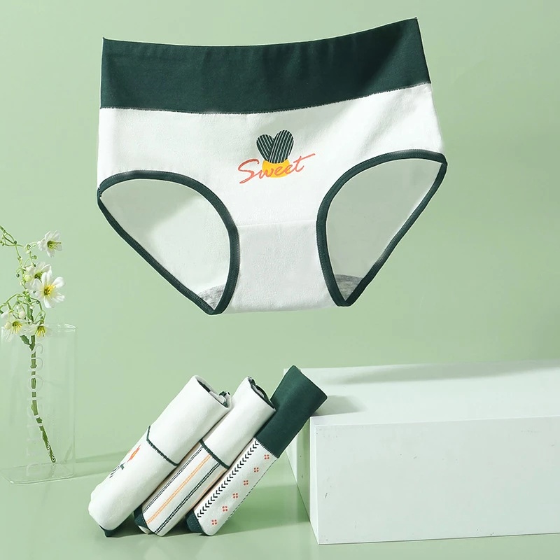 Quần lót cotton LEVAO lưng cao in họa tiết dễ thương cho nữ