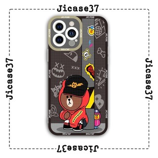 Ốp lưng iphone và samsung xiaomi oppo cạnh vuông Jicase gấu hiphop 