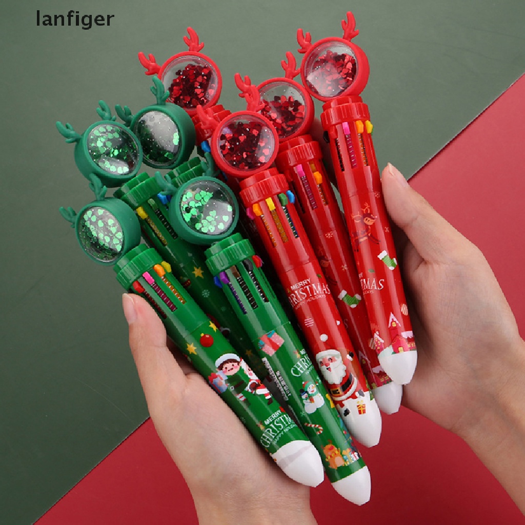 Bút Bi 10 Màu Họa Tiết Giáng Sinh Đáng Yêu