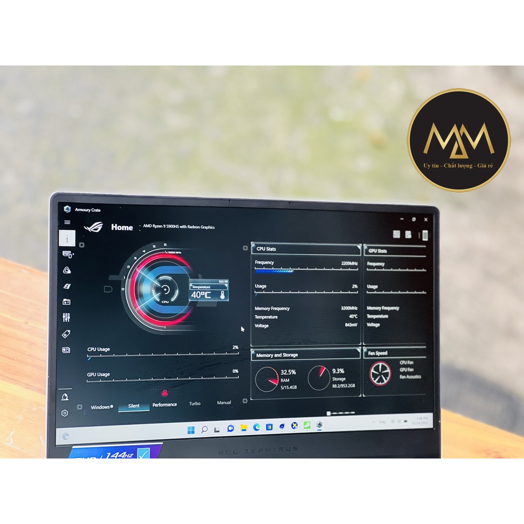 LAPTOP ASUS ROG ZEPHYRUS G14 GA401QM RYZEN 9 5900HS RAM 16GB SSD 1TB VGA RTX 3060 GAMING SIÊU MỎNG NHẸ 144HZ