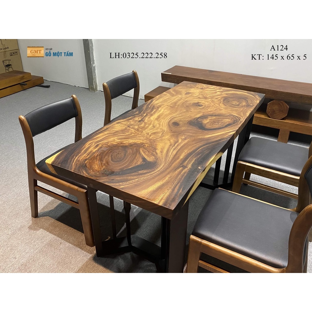 Mặt Bàn Ăn Gỗ Me Tây, Bàn Làm Việc Gỗ Me Tây Dài 1,45m Rộng 65cm Dày 5cm