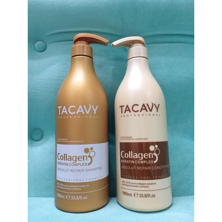 Cặp dầu gội xả TACAVY Collagen 1000ML | PHỤC HỒI TÓC HƯ TỔN, KHÔ XƠ GÃY RỤNG HÀNG CHÍNH HÃNG