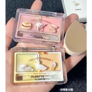 Phấn Bắt Sáng Dạng Lì Màu Đôi Flortte + Phấn Bắt Sáng