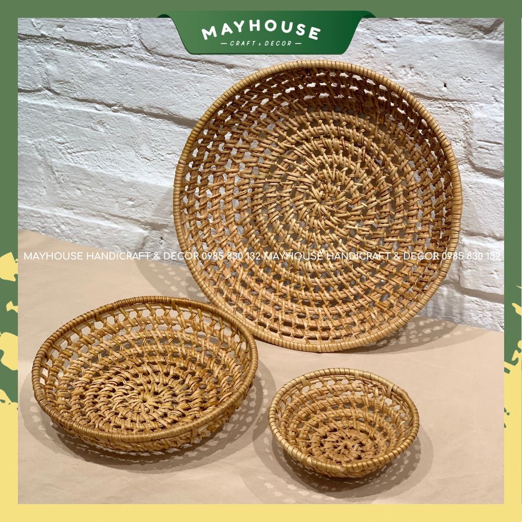 Khay mây tre đan đựng đa năng MAYHOUSE CRAFT&DECOR, đựng trái cây rau củ quả, decor trang trí bàn ăn