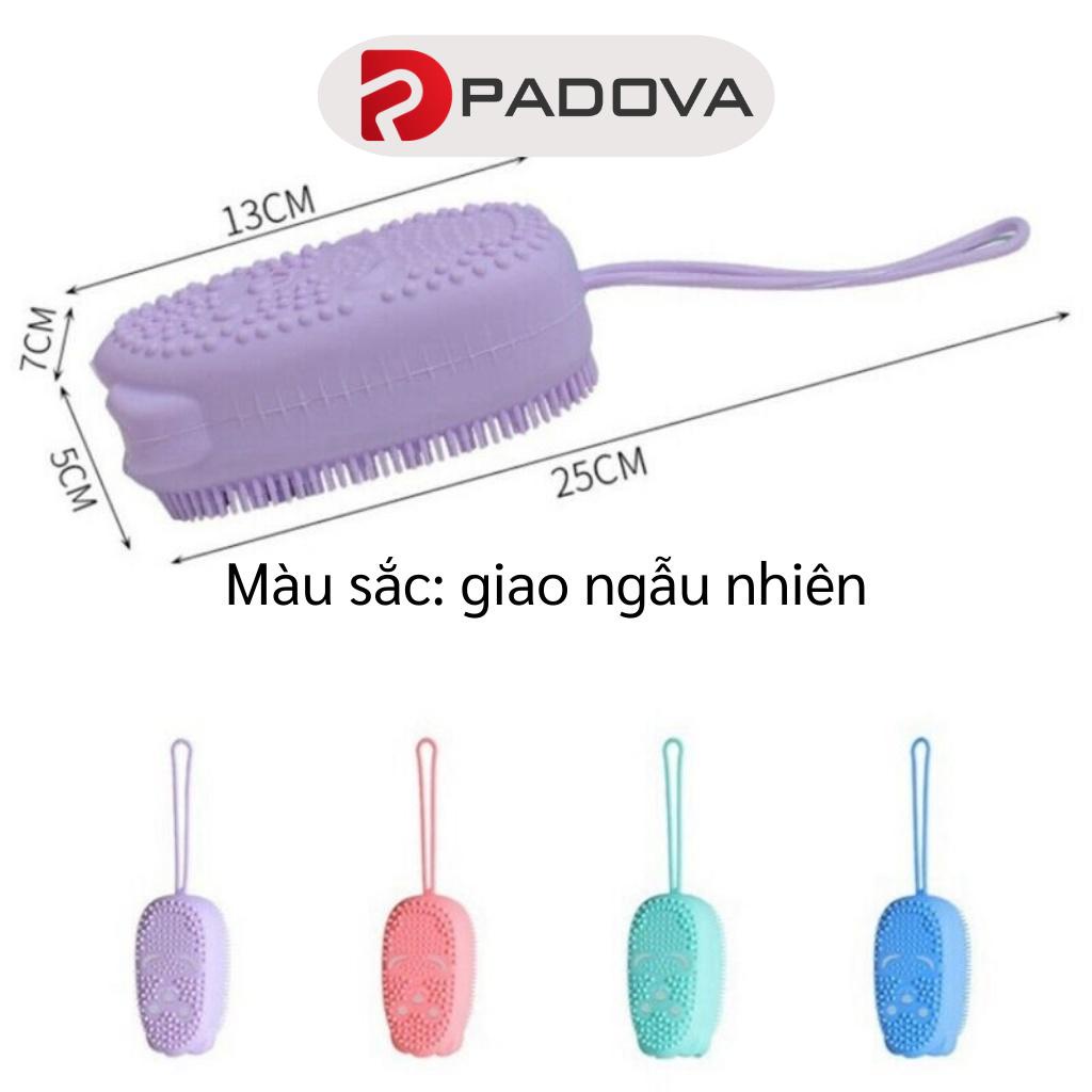 Bông Tắm Silicone Tạo Bọt 2 Mặt Massage, Tẩy Tế Bào Chết Có Kèm Dây Hình Gấu PADOVA 9743