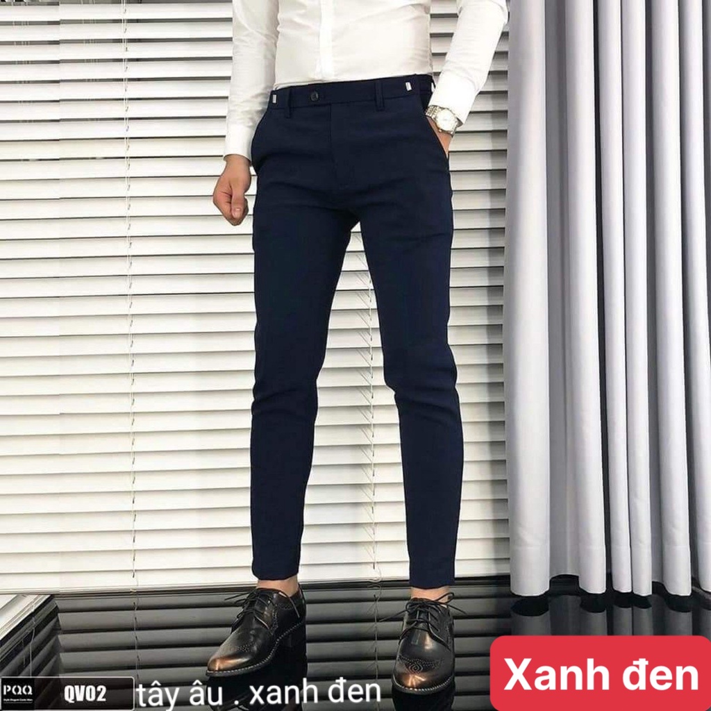 Quần tây âu nam cao cấp màu đen chất kiệu kate co dãn nhẹ - quần nam công sở học sinh form chuẩn ADO 1 mẫu mới