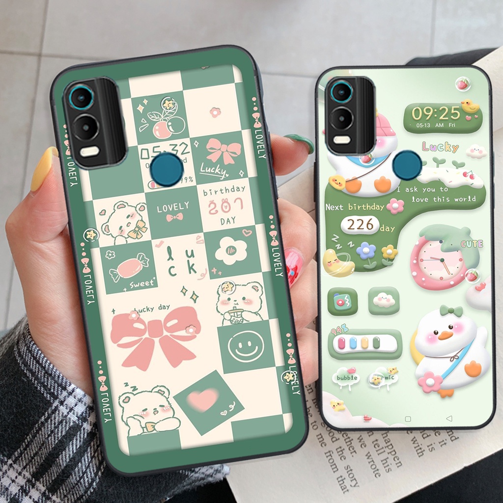 Ốp lưng Nokia C21 PLUS gấu xanh đỏ ốp gấu cute bo viền