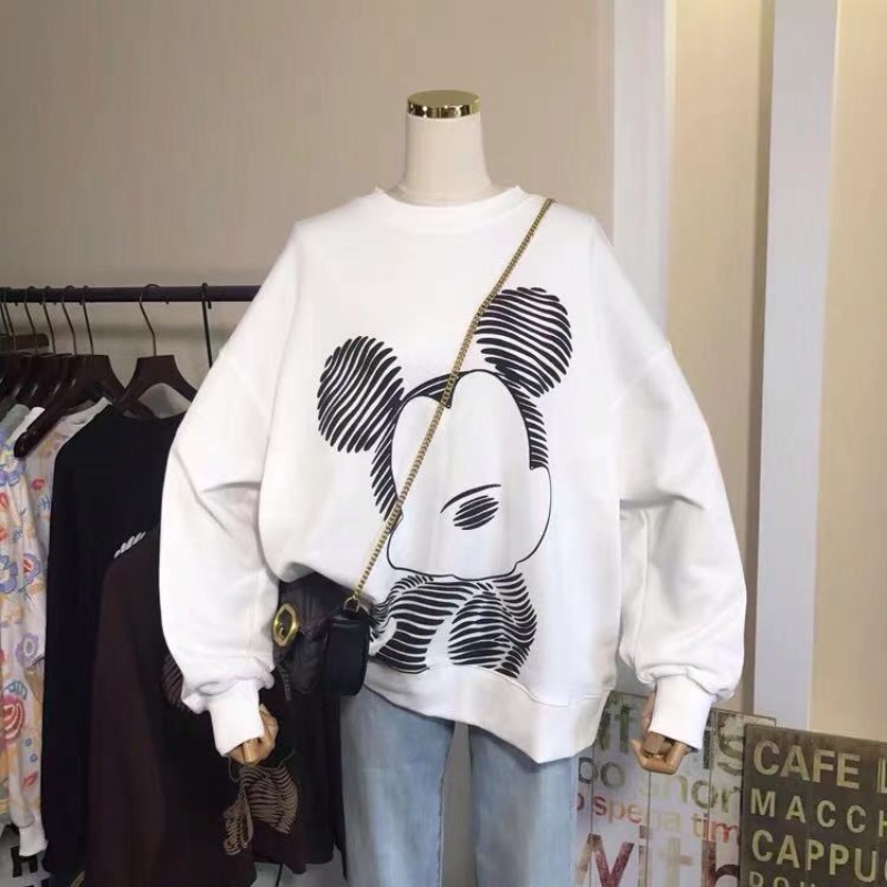 Áo Khoác Hoodie Dày Dặn Dáng Rộng In Họa Tiết Hoạt Hình Phong Cách Phương Tây Thời Trang Thu Đông Cho Nữ