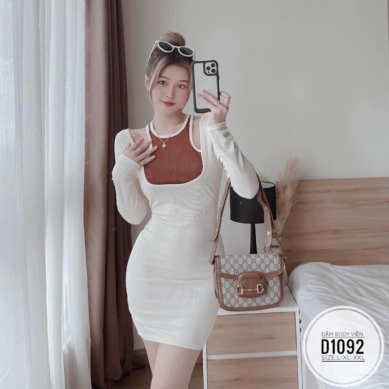 Đầm body viền phối D1092