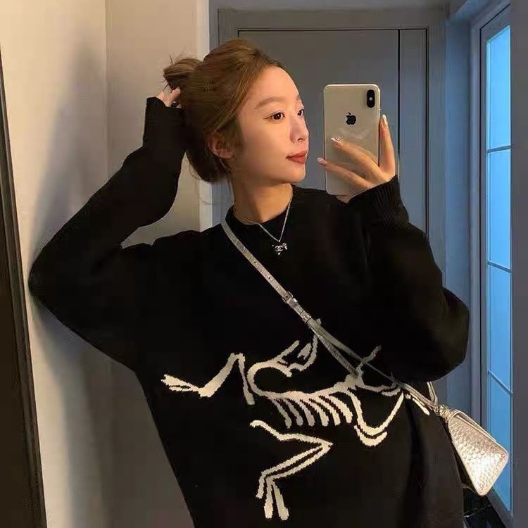 Áo Sweater Dệt Kim Màu Đen Phong Cách Retro Nhật Bản Cao Cấp Mùa Thu Đông Hàng Mới Bán Chạy Granny Fufu 'S Tren