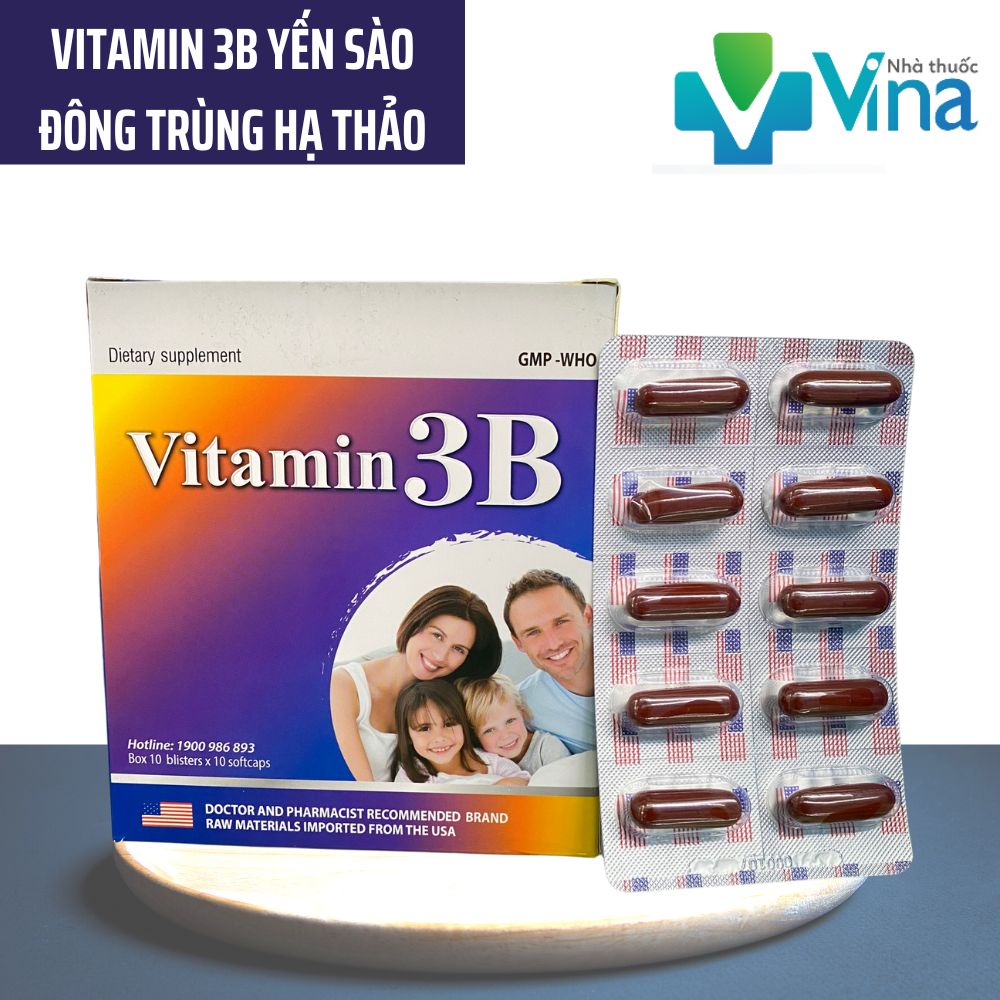 VITAMIN 3B bổ sung Vitamin (B1, B6, B12) Chính Hãng MediUSA- Hộp 100 viên