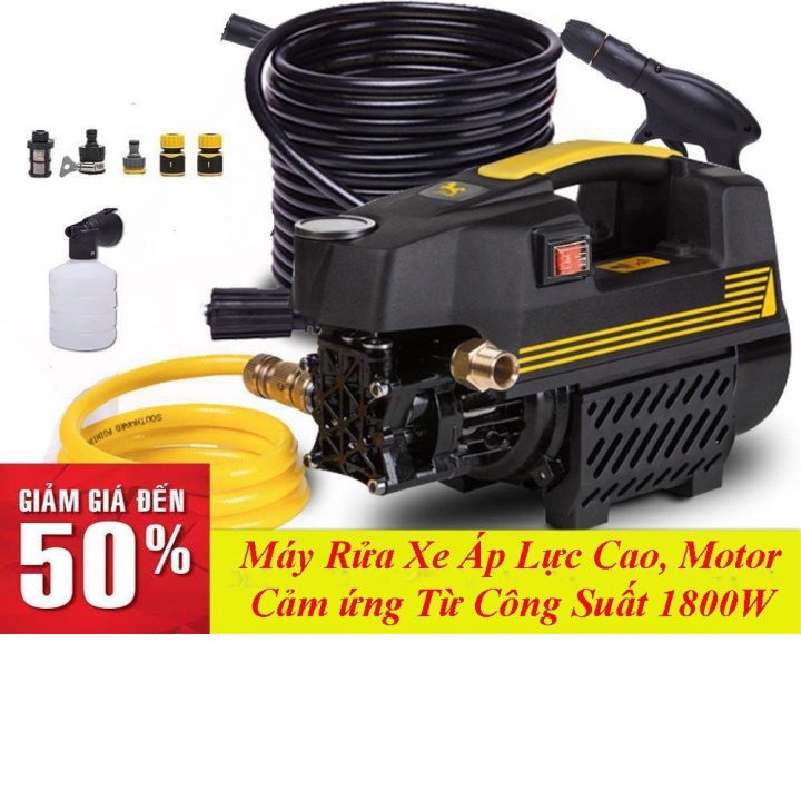 Máy rửa xe 2500W, Máy rửa xe đa năng áp lực cao - Bảo hành 6 tháng trên toàn