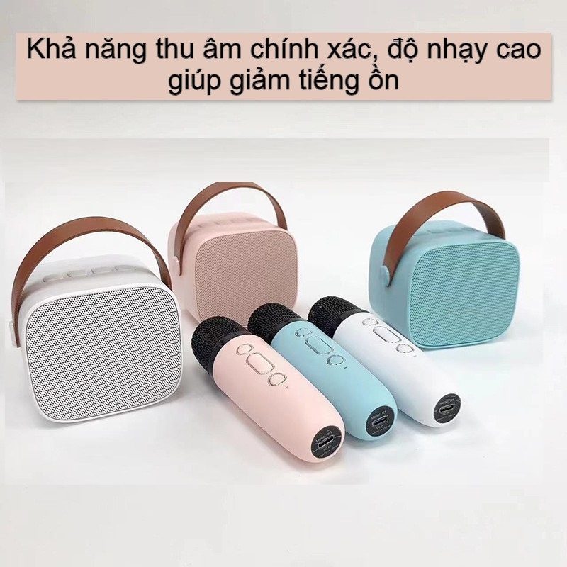 Loa kèm mic bluetooth karaoke K1 mẫu mini dễ thương, Âm Thanh Siêu Hay, Thiết Kế Sang Trọng Nhỏ Gọn