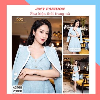 S3168 Set váy dạ xanh 2 dây [FREESHIP] áo khoác dạ croptop sang chảnh - DVC&ACC