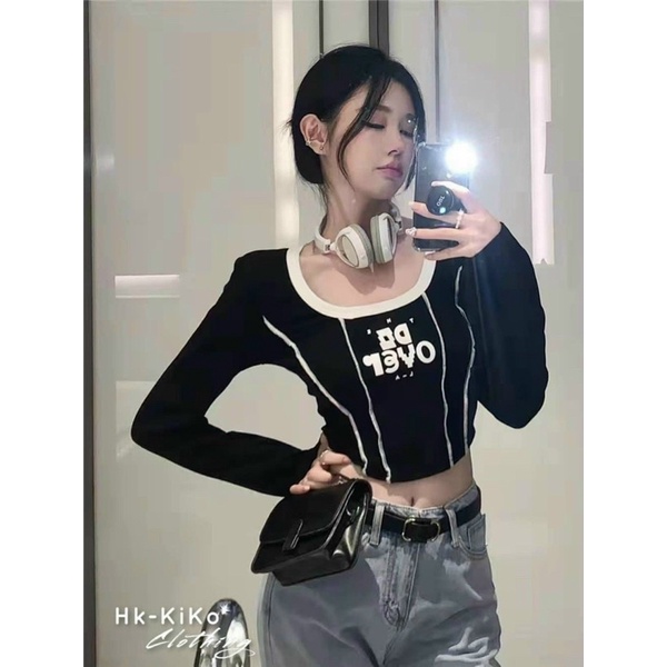 Áo thun tay dài ôm dáng chỉ nồi dễ phối đồ cực sang un75677