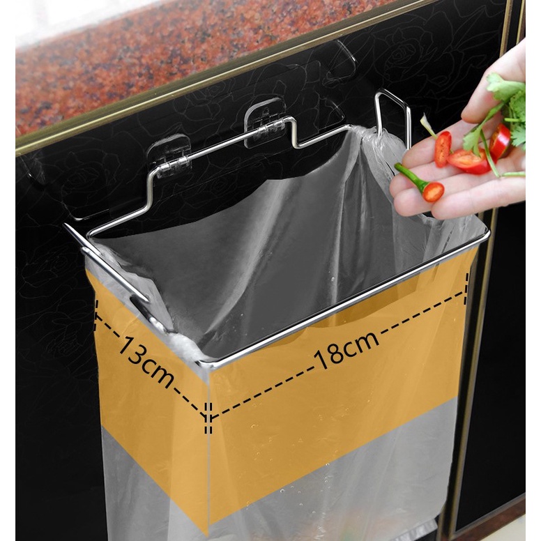 Giá treo túi đựng rác inox, Khung treo túi đựng rác inox 304, dán tường, tủ bếp siêu chắc Living C