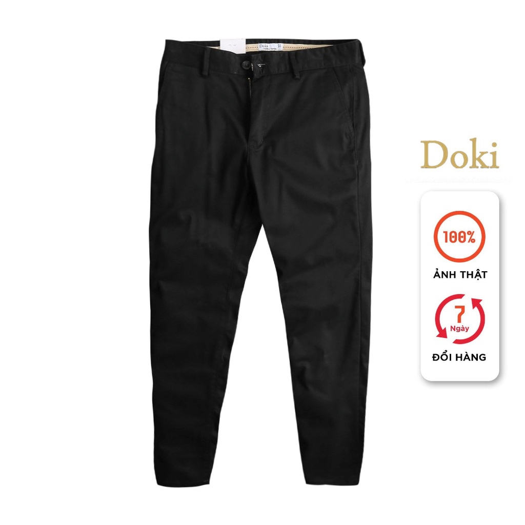 Quần Kaki Nam - Doki cao cấp co giãn nhẹ, Quần Kaki màu đen dáng đứng chất vải dầy dặn, sang trọng lịch sự