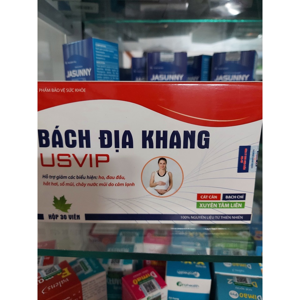 Bách địa khang Xuyên Tâm Liên – Giảm ho, đau đầu, hắt hơi, sổ mũi, cảm sốt phù hợp Phụ nữ có thai và cho con bú. Hộp 30v