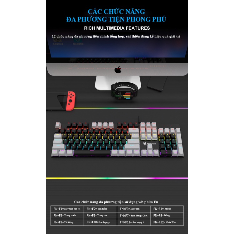 BÀN PHÍM CƠ CHƠI GAME XUNFOX K50
