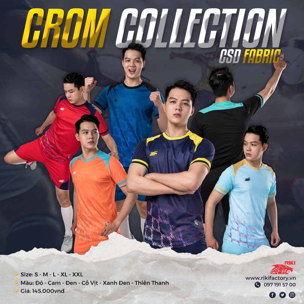 Bộ Quần Áo Bóng Đá Riki Crom Chính Hãng Đủ Size Vải Mè Cao Cấp