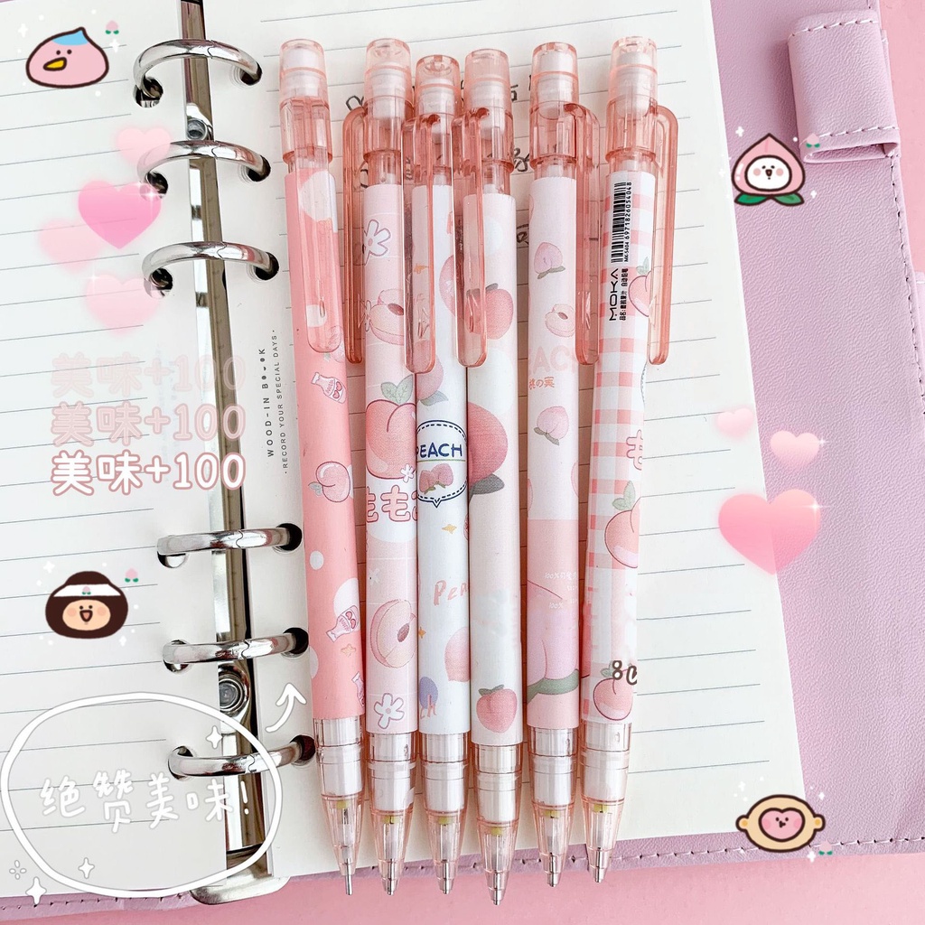 Y&amp;X Bút Chì 0.5mm 2B Họa Tiết Quả Đào Hoạt Hình Dễ Thương/bút chì bấm