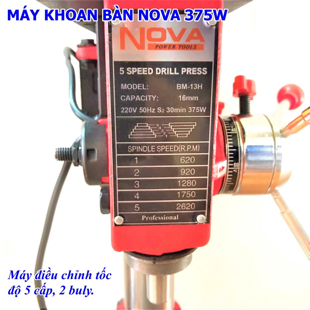 Máy Khoan Bàn NOVA BM-13H (375W) - Cao 75cm - Hàng Nội Địa Cao Cấp - Bảo Hành 6 Tháng