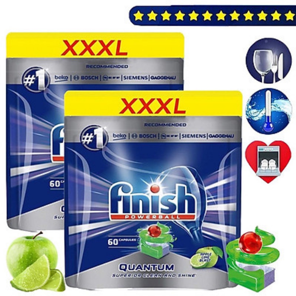 Viên rửa bát Finish Quantum max 60 viên hương Táo