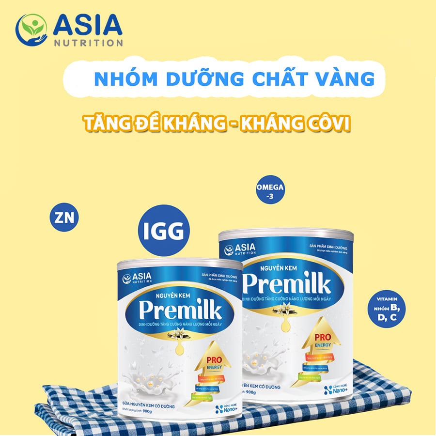 [Mã BMTTC60K giảm đến 60K đơn 50K] Sữa bột nguyên kem Premilk Asia 900g, Asia Nutrition tác dụng tốt cho sức khỏe