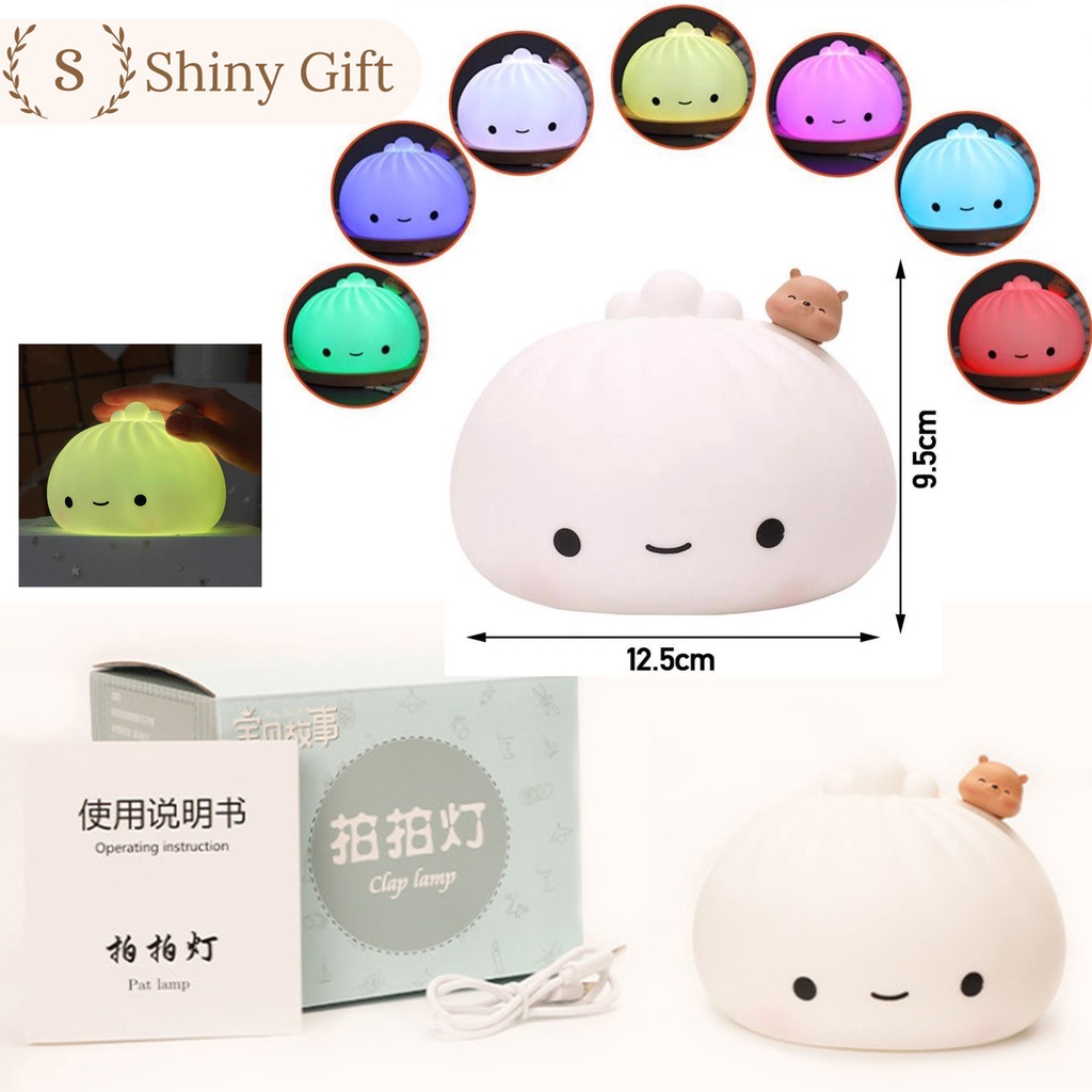 Đèn trang trí, đèn ngủ bánh bao silicone đổi màu
