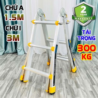 Thang nhôm gấp trượt chữ A mở rộng Jumbo A403 tải trọng 300kg bảo hành 2 năm, thang sửa chữa điện lạnh