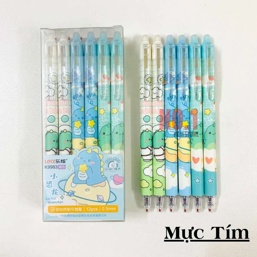 Viết Gel Xóa Được Đầu Bấm Hộp 12 Cây Mực xanh, tím đậm ( Giao màu ngẫu nhiên cho Nam và Nữ )